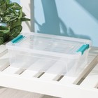 Контейнер для хранения с крышкой Smart Box, 1,7 л, 24×16×7 см, цвет прозрачно-бирюзовый - Фото 2