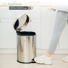 Ведро мусорное с педалью Доляна, 7 л, нержавеющая сталь, хромированное - Фото 4