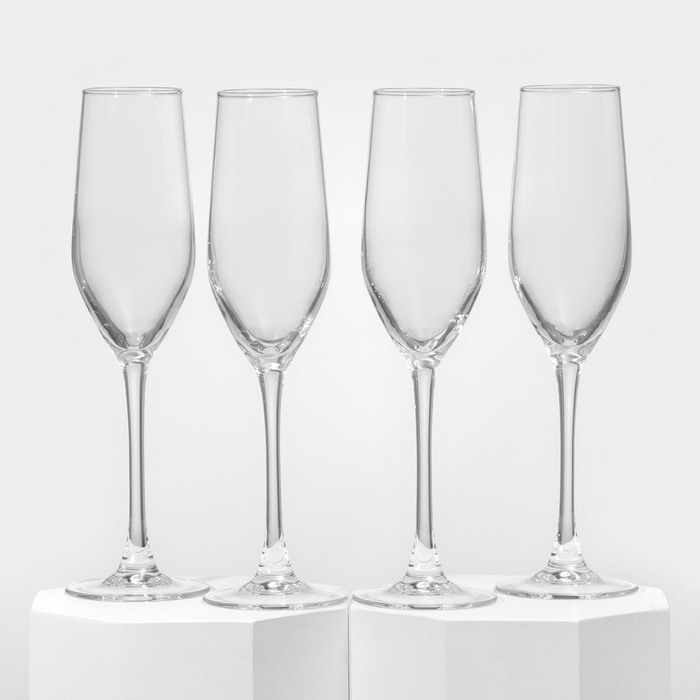Набор стеклянных бокалов для шампанского «Время дегустаций. Шампань», 160 мл, 4 шт - фото 1908502818