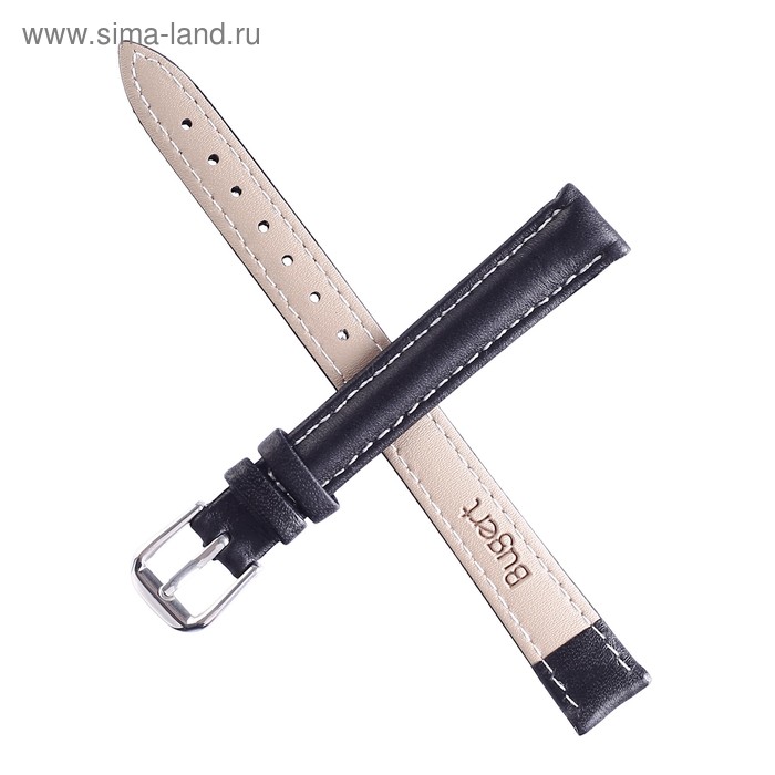 Ремешок для часов "Соломон" 12 мм, натуральная кожа, l-20 см, черный - Фото 1