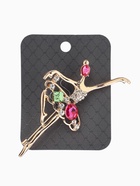 Брошь «Балерина на сцене», зелёно-малиновая в золоте - Фото 4