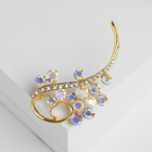 Брошь «Искристый завиток», цветная в жёлтом золоте - Фото 1