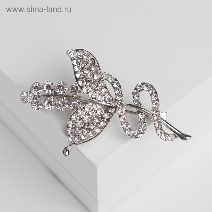 Брошь «Цветок любви», цвет белый в серебре - Фото 1