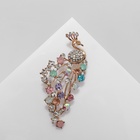 Брошь «Павлин» королевский, цветная в золоте - Фото 1