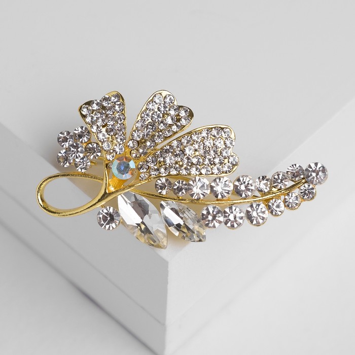 Брошь «Цветочная сирень», цвет белый в жёлтом золоте - Фото 1