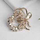 Брошь «Жемчужный венок» с бантом, цвет коричневый в золоте - Фото 3