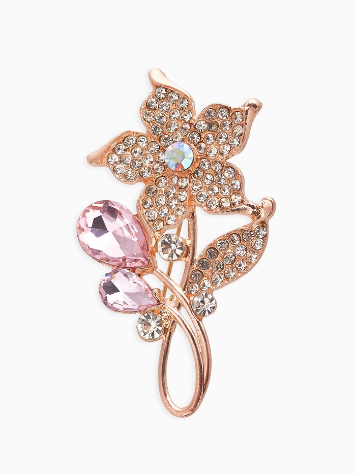 Брошь «Цветок» нежности, цвет розово-белый в золоте - Фото 1