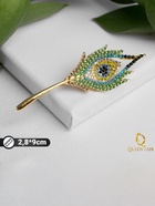 Брошь «Перо» жар-птицы, цветная в жёлтом золоте 4434669