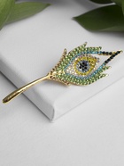 Брошь «Перо» жар-птицы, цветная в жёлтом золоте 4434669