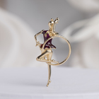 Брошь «Гимнастка с обручем», цвет фиолетовый в блестку в золоте - Фото 1