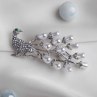 Брошь «Птица», цвет белый в серебре - Фото 1