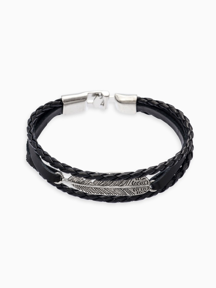 

Браслет кожа «Атака» перо, цвет чёрный в серебре, L=20,5 см