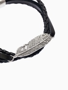 Браслет кожа "Атака" перо, цвет чёрный в серебре ,L=20,5см - фото 809296475