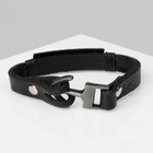 Браслет кожаный «Кольчуга», чёрный с чернёным серебром, 21 см - Фото 3