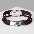 Браслет кожаный «Гордон» череп, коричневый с серебром, 21.5 см - Фото 4