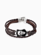 Браслет кожаный «Гордон» череп, коричневый с серебром, 21.5 см - Фото 3