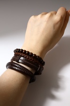 Набор браслетов из кожи «Парун», коричневый, d=7.5 см - Фото 2