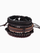 Браслеты кожаные «Фита», 4 шт. коричневые, d=7.5 см - Фото 1