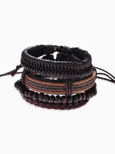 Браслеты кожаные «Фита», 4 шт. коричневые, d=7.5 см