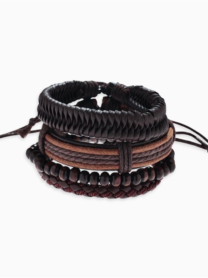 Браслеты кожаные «Фита», 4 шт. коричневые, d=7.5 см - Фото 1