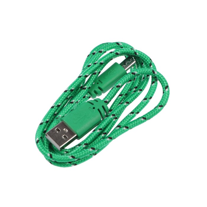 Кабель LuazON, microUSB - USB, 1 А, 0,9 м, оплётка нейлон, зелёный - фото 1898247401