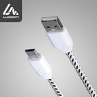 Кабель LuazON, microUSB - USB, 1 А, 0,9 м, оплётка нейлон, белый - фото 8891405