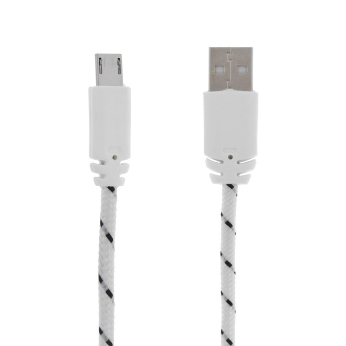 Кабель LuazON, microUSB - USB, 1 А, 0,9 м, оплётка нейлон, белый - фото 1899722579