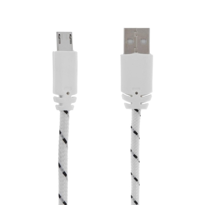 Кабель Luazon, microUSB - USB, 1 А, 0.9 м, оплётка нейлон, белый