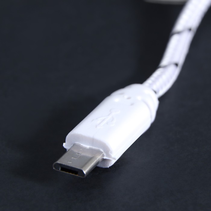 Кабель LuazON, microUSB - USB, 1 А, 0,9 м, оплётка нейлон, белый - фото 1899722578
