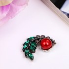 Декор для творчества металл "Веточка с красной ягодкой" стразы, жемчужина 2,2х1,6 см - Фото 2