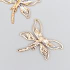 Декор металлический "Стрекоза" стразы, 4.3 х 3.8 см, цвет "золото", прозрачный 4467189