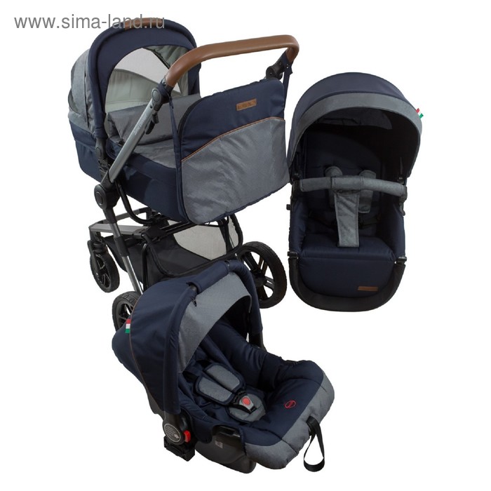 Коляска 3 в 1 Farfello Zuma Trio Comfort, цвет dark blue - Фото 1