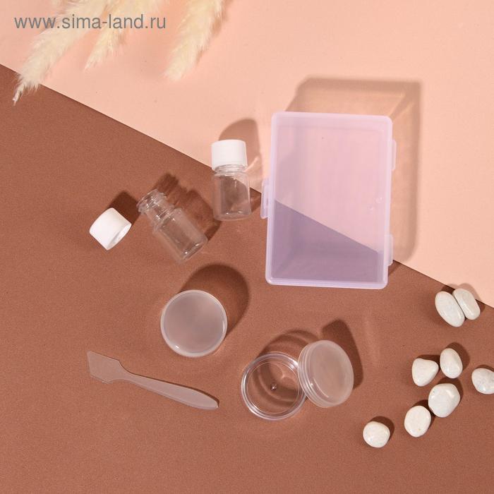 Набор для хранения, в футляре, 5 предметов, цвет белый/прозрачный - Фото 1