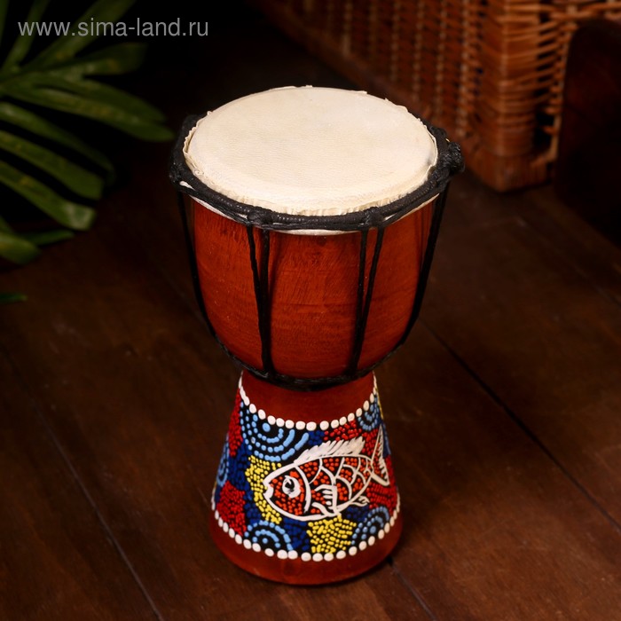 Сувенирный музыкальный инструмент «Барабан Джембе Узоры», 20×12×12 см, МИКС - Фото 1