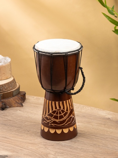 Сувенирный музыкальный инструмент "Барабан Джембе Узоры" 30х15х15 см МИКС