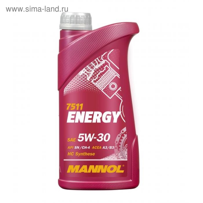 Масло моторное Mannol Energy 5W-30, SL, синтетическое, канистра, 1 л - Фото 1
