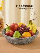 Корзинка для подачи фруктов и хлеба Доляна «Лукошко», d=20 см, пластик, плетёная, серая - Фото 2