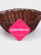 Корзинка для фруктов и хлеба Доляна «Шоко», 18×18×5.5 см, пластик, плетёная, коричневая - Фото 8