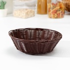 Корзинка для фруктов и хлеба Доляна «Шоко», 20×20×7 см, пластик, плетёная, коричневая - Фото 3