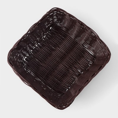 Корзинка для фруктов и хлеба Доляна «Шоко», 20×20×6.5 см, пластик, плетёная, коричневая