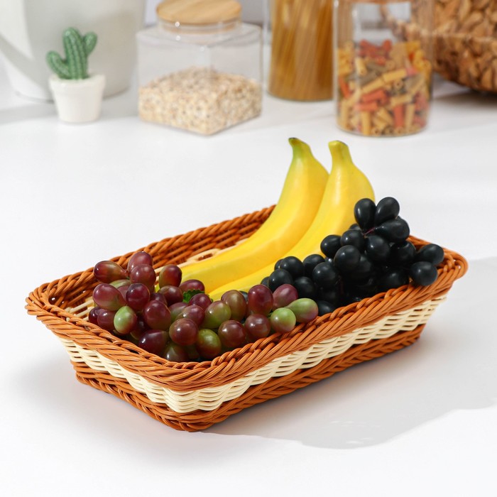 Корзинка для фруктов и хлеба Доляна «Молочный шоколад», 30×19,5×6 см - Фото 1