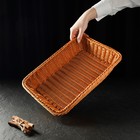 Корзинка для фруктов и хлеба Доляна «Капучино», пластик, плетёная, 34×24×7 см, коричневая - Фото 8