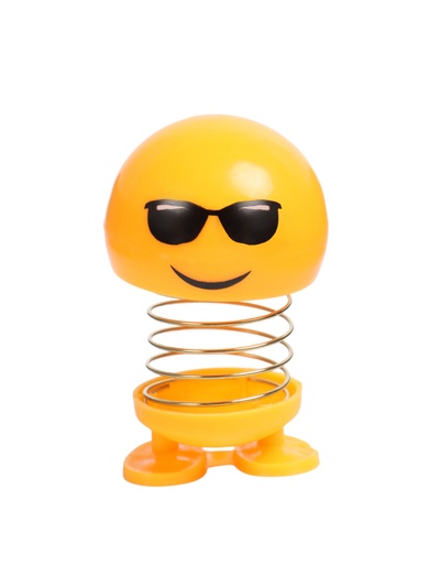 Игрушка на панель автомобиля «Смайл на пружинке в очках» желтый