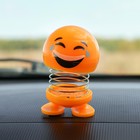 Игрушка на панель автомобиля «Смайл на пружинке смеющийся» желтый - Фото 1