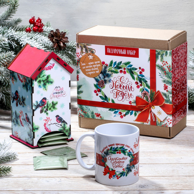 Подарочный набор на Новый Год: чайный домик и кружка «С новым годом»
