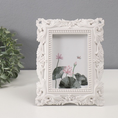 Фоторамка для фото 10×15 см «Листья, узоры», пластик, белая, 22.7×17.5 см