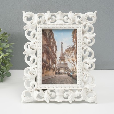 Фоторамка для фото 10×15 см «Узоры из листьев», пластик, белая, 23.7×19.3 см