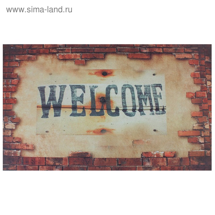 Коврик влаговпитывающий придверный «Welcome. Стена», без окантовки, прямоугольный - Фото 1