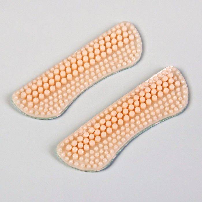 Пяткоудерживатели для обуви, массажные, на клеевой основе, силиконовые, 9,5 × 3 см, пара, цвет бежевый - Фото 1