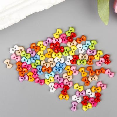 Пуговицы пластик для творчества 2 прокола «Цветные бантики», набор 80 шт., 0.6×0.9 см